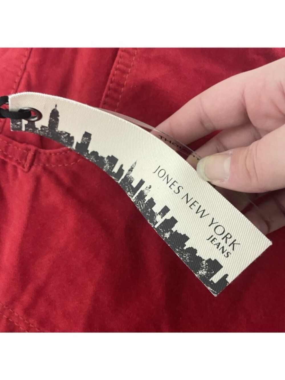 Jones New York Womens Velour Pants sz 12 Red Regular Lexington Straight NWT - Picture 7 of 14